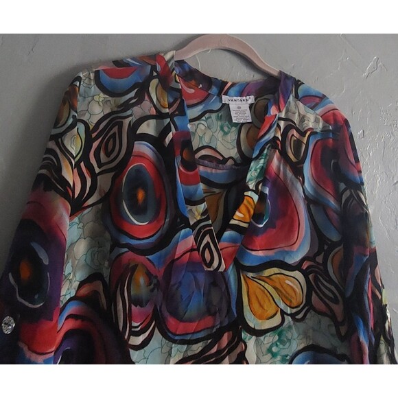 VINTAGE Vantarsi Tops Blouse Women XL, Polyester,Abstract,20 Inch Of Arm To Arm - Picture 8 of 12